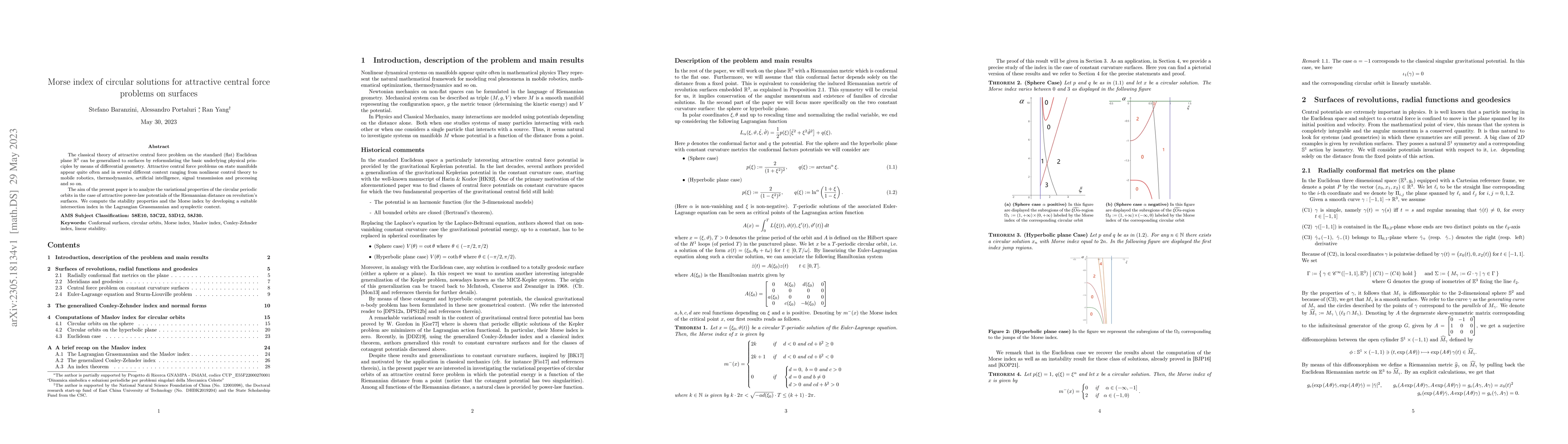 Thumbnail for Morse index of circular solutions for attractive central force problems
  on surfaces
