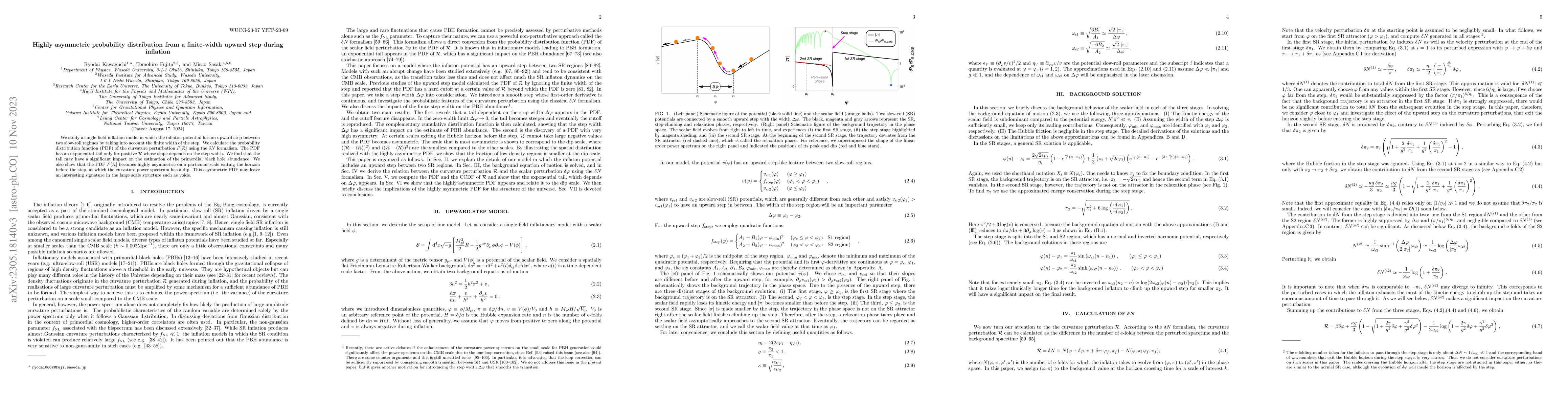 Thumbnail for Highly asymmetric probability distribution from a finite-width upward
  step during inflation