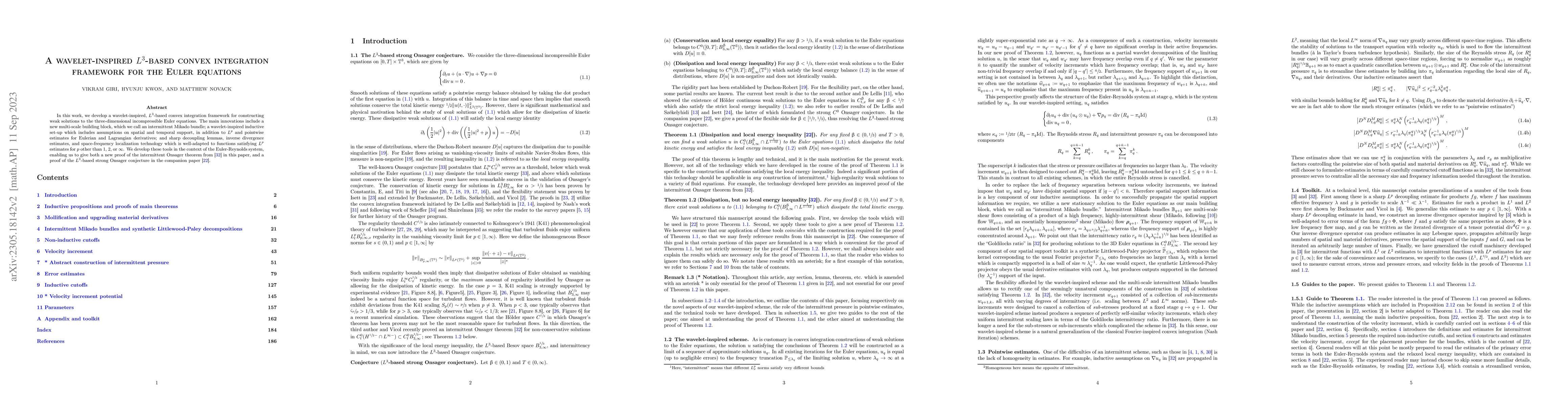 Thumbnail for A wavelet-inspired $L^3$-based convex integration framework for the
  Euler equations