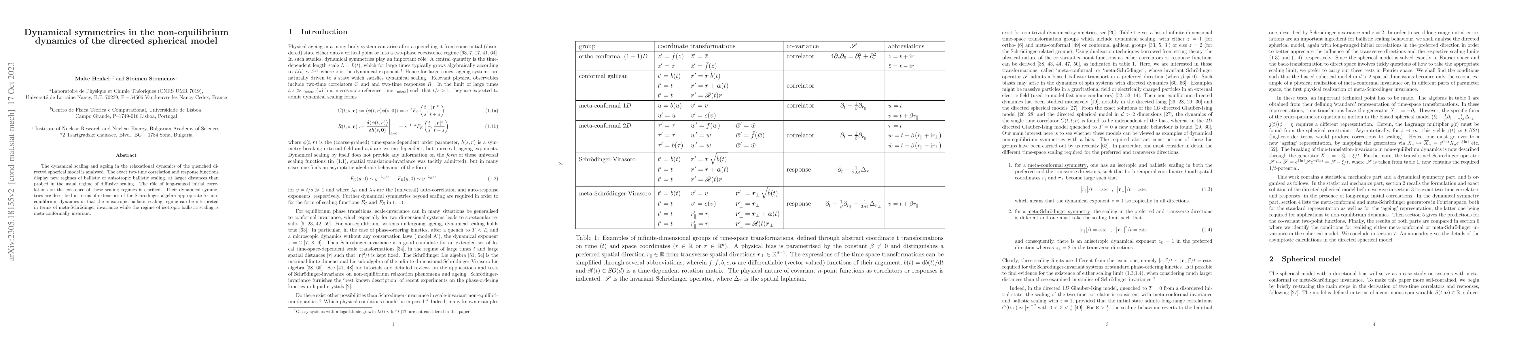 Thumbnail for Dynamical symmetries in the non-equilibrium dynamics of the directed
  spherical model