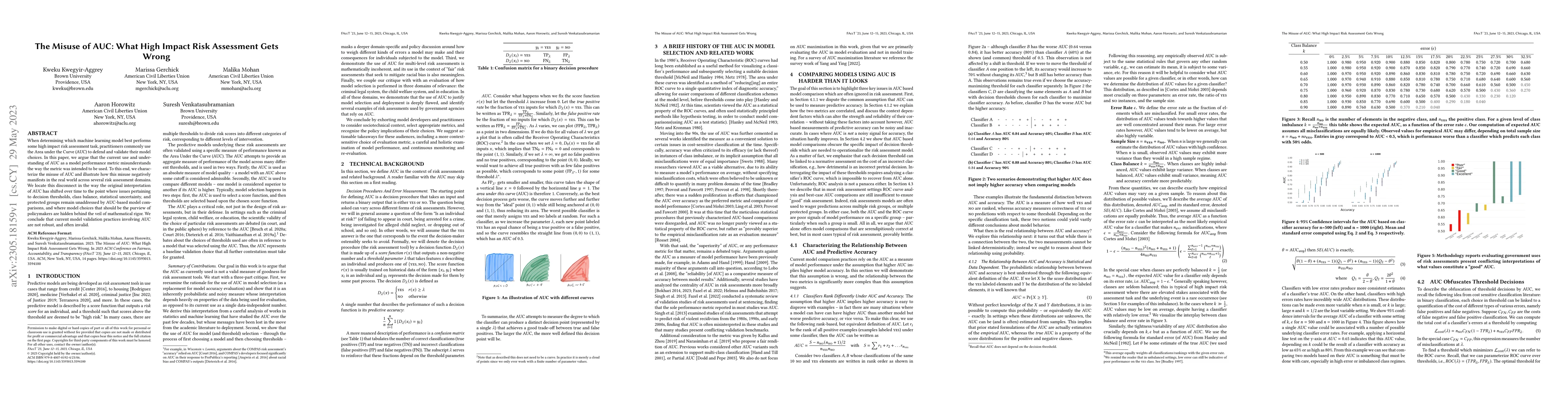 Thumbnail for The Misuse of AUC: What High Impact Risk Assessment Gets Wrong