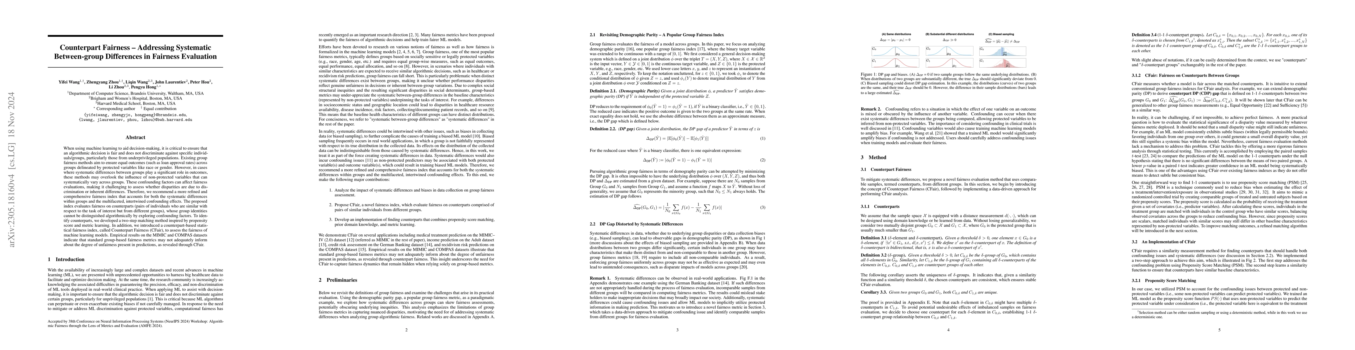 Thumbnail for Counterpart Fairness -- Addressing Systematic between-group Differences
  in Fairness Evaluation