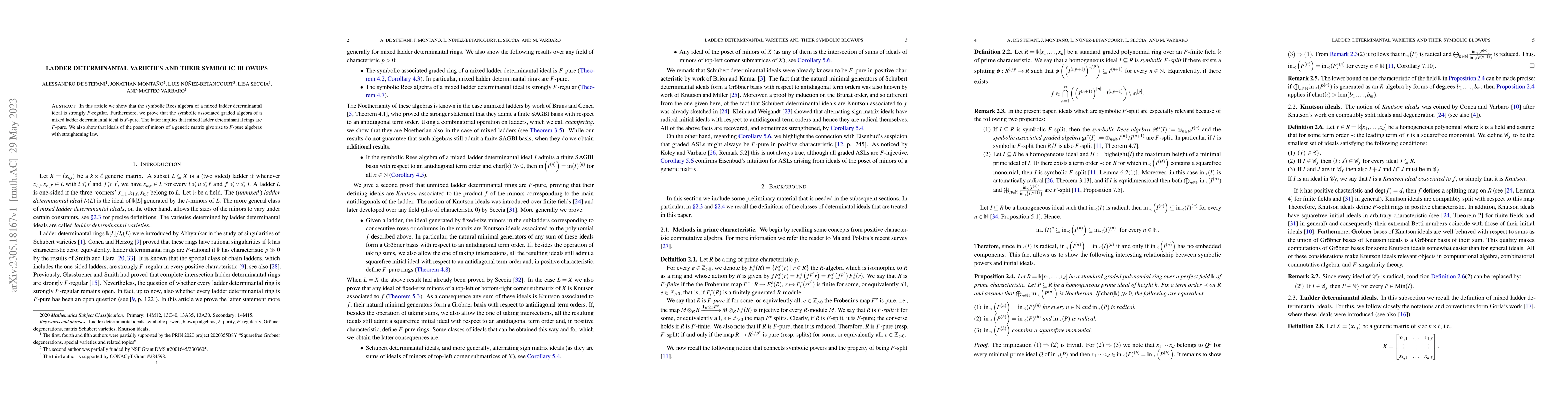 Thumbnail for Ladder determinantal varieties and their symbolic blowups