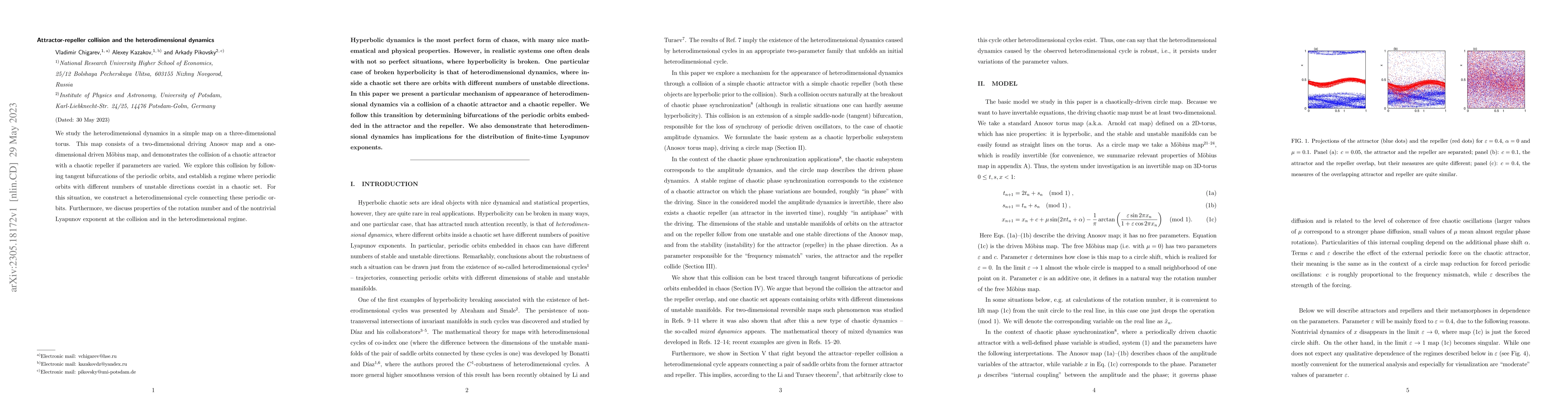 Thumbnail for Attractor-repeller collision and the heterodimensional dynamics