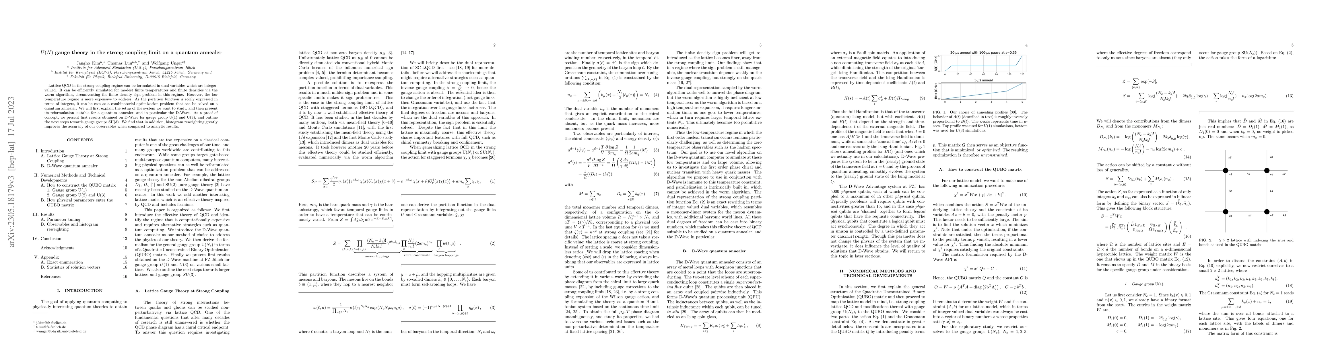 Thumbnail for $U(N)$ gauge theory in the strong coupling limit on a quantum annealer