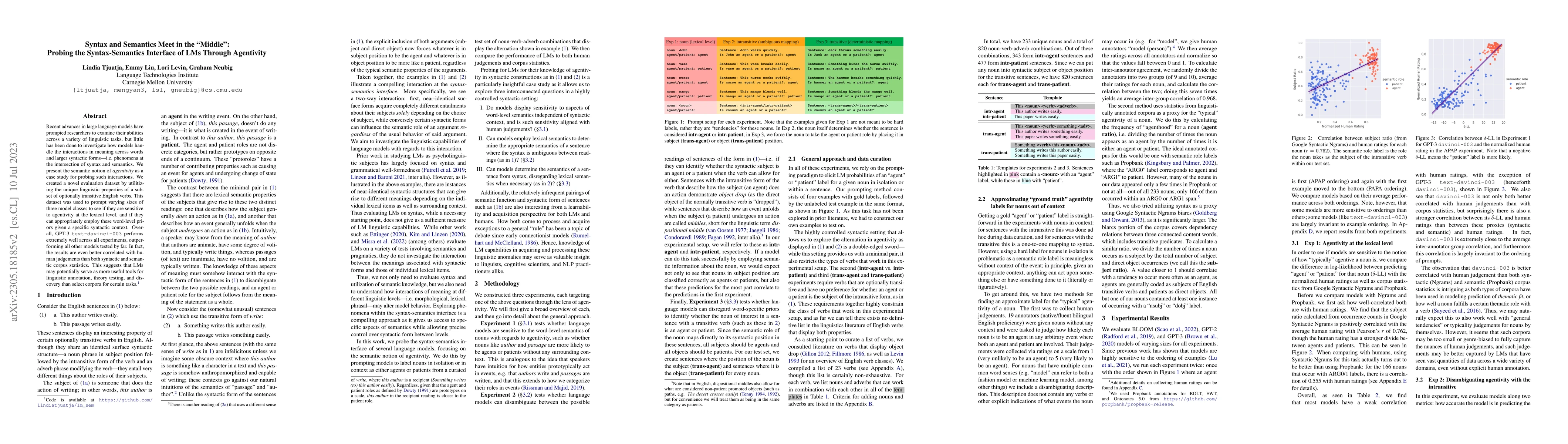 Thumbnail for Syntax and Semantics Meet in the "Middle": Probing the Syntax-Semantics
  Interface of LMs Through Agentivity