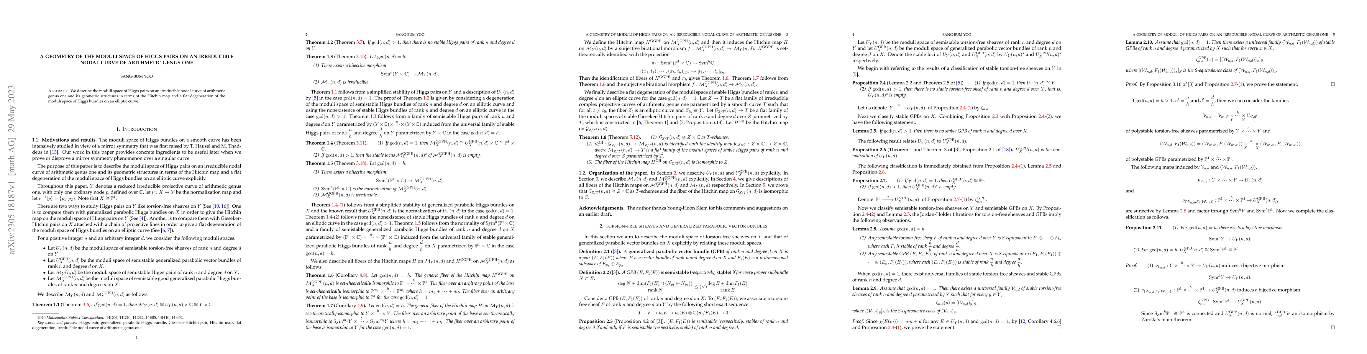 Thumbnail for A geometry of the moduli space of Higgs pairs on an irreducible nodal
  curve of arithmetic genus one