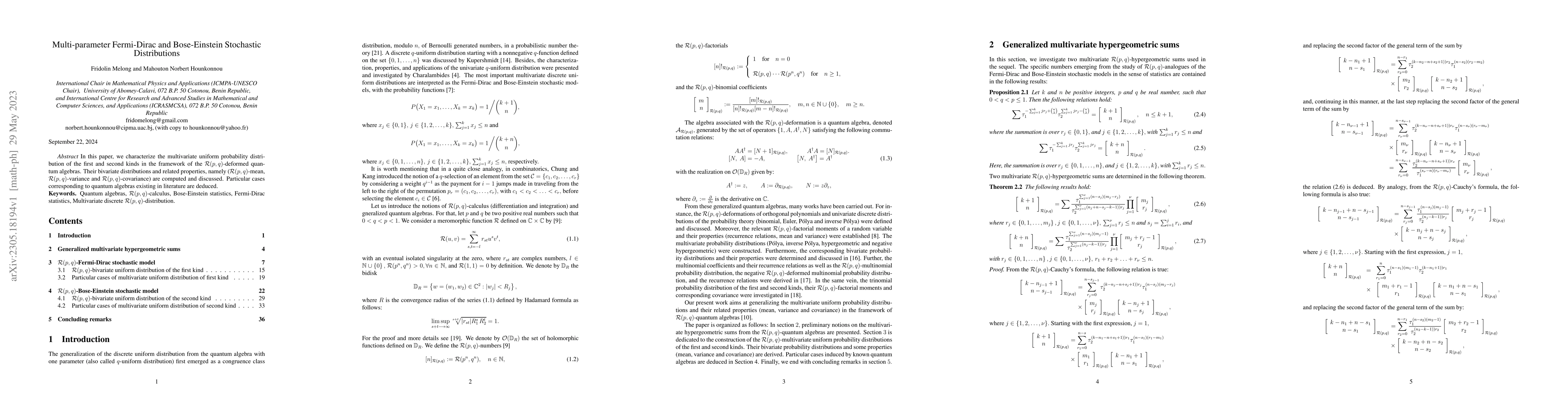 Thumbnail for Multi-parameter Fermi-Dirac and Bose-Einstein Stochastic Distributions