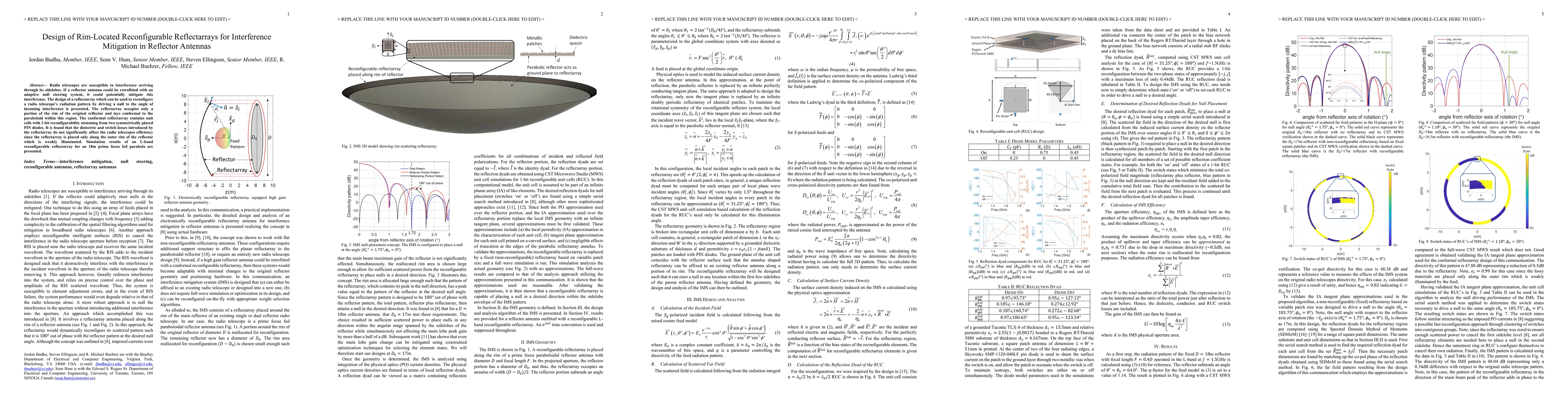 Thumbnail for Design of Rim-Located Reconfigurable Reflectarrays for Interference
  Mitigation in Reflector Antennas