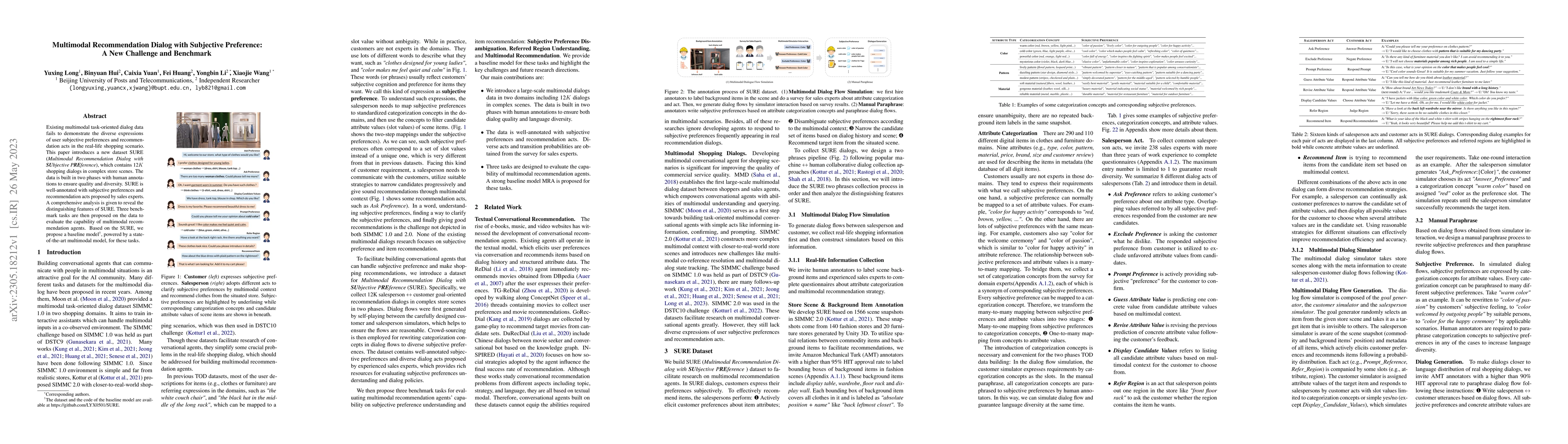 Thumbnail for Multimodal Recommendation Dialog with Subjective Preference: A New
  Challenge and Benchmark