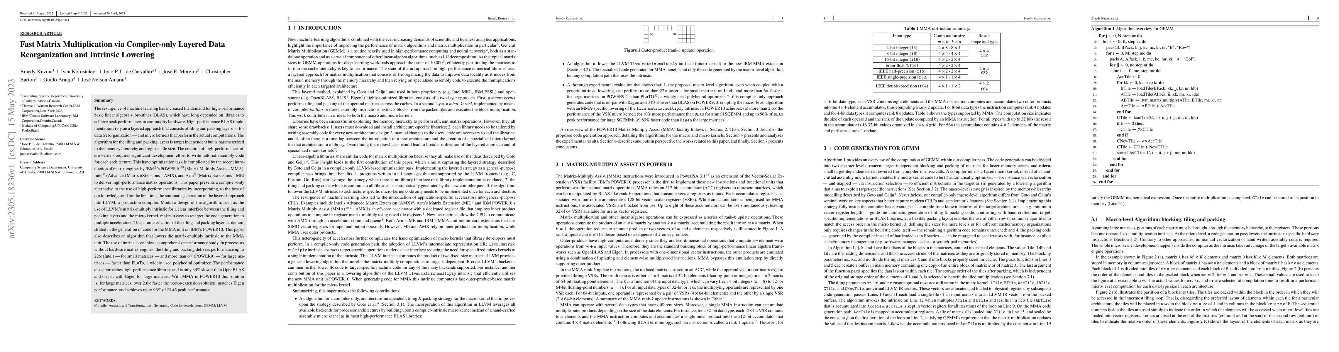 Thumbnail for Fast Matrix Multiplication via Compiler-only Layered Data Reorganization
  and Intrinsic Lowering