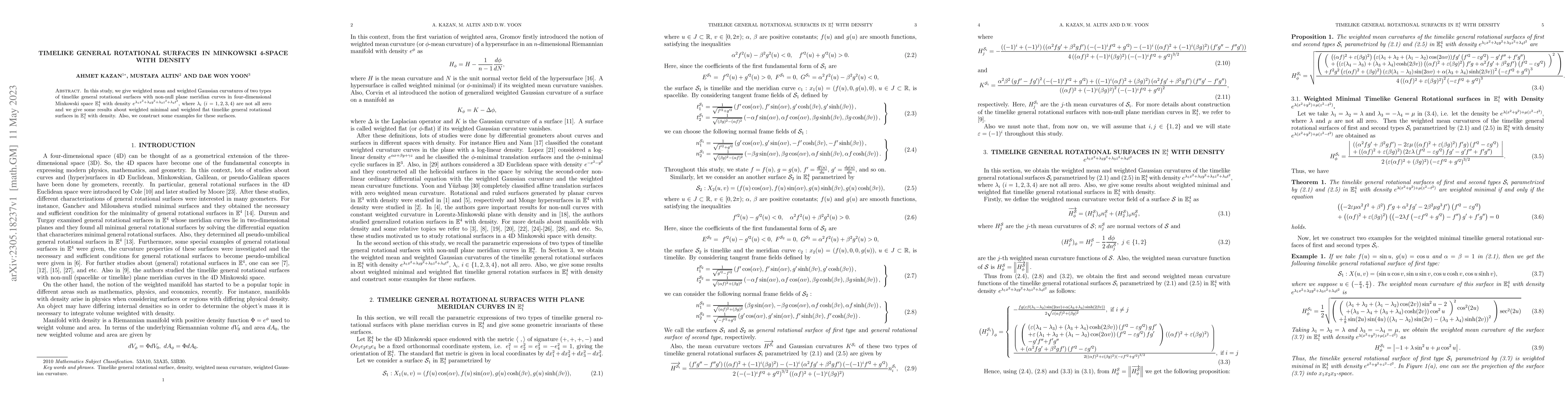 Thumbnail for Timelike General Rotational Surfaces in Minkowski 4-Space with Density