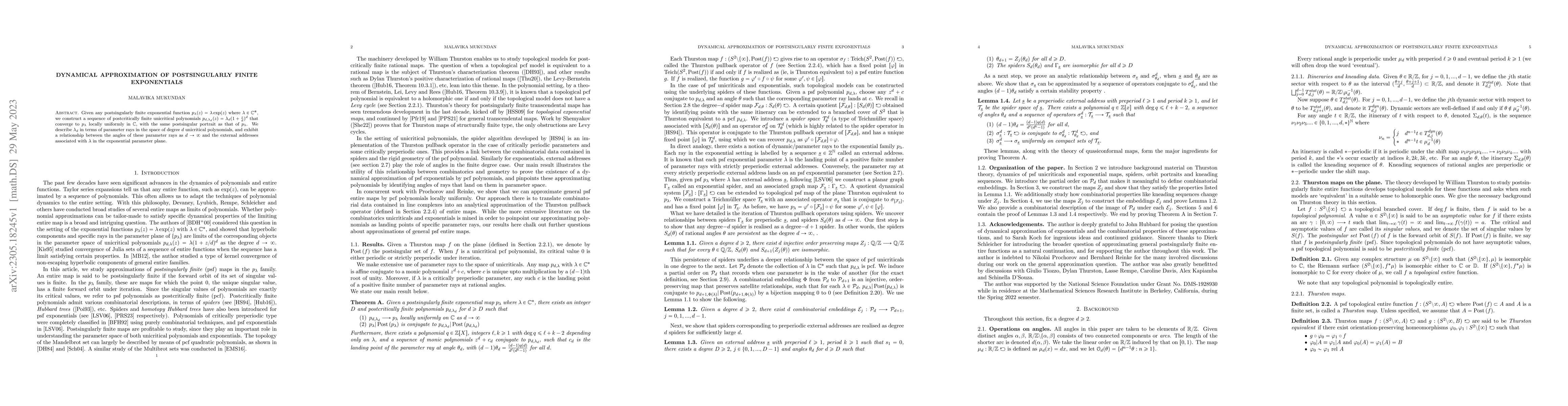 Thumbnail for Dynamical approximation of postsingularly finite exponentials