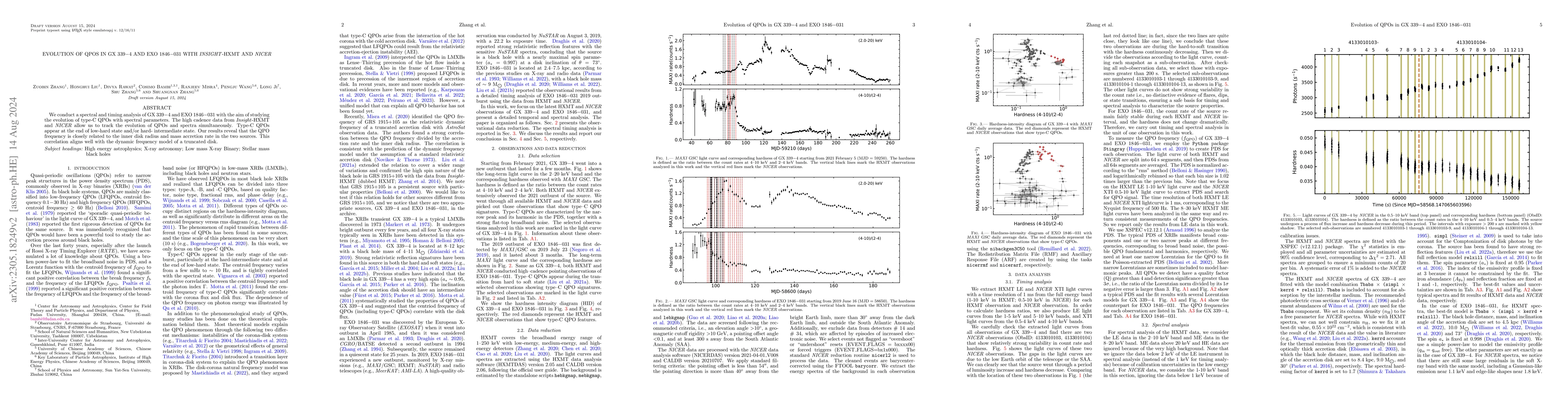 Thumbnail for Evolution of QPOs in GX 339-4 and EXO 1846-031 with Insight-HXMT and
  NICER