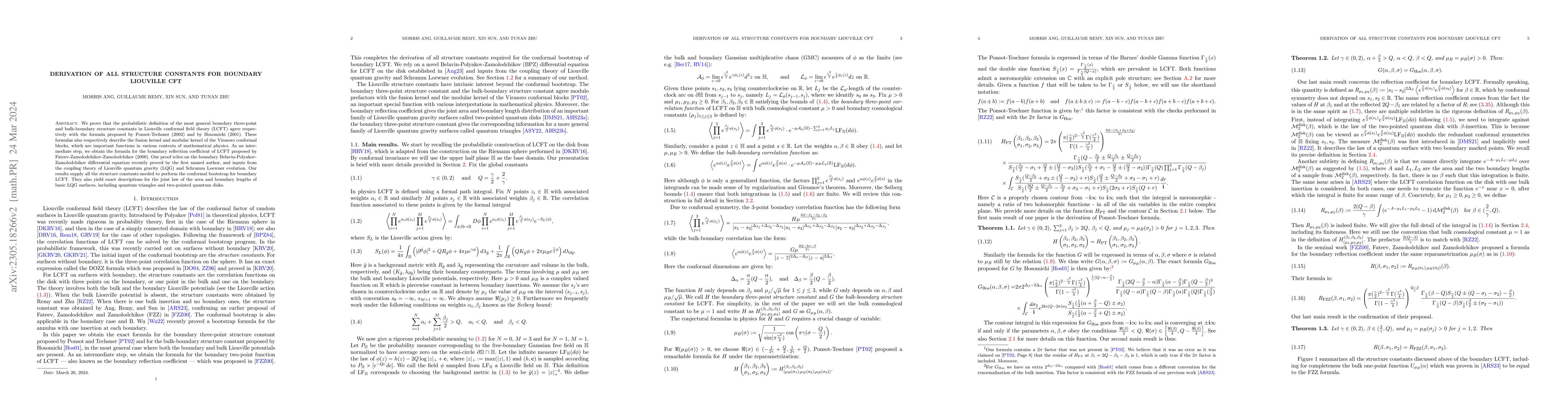 Thumbnail for Derivation of all structure constants for boundary Liouville CFT