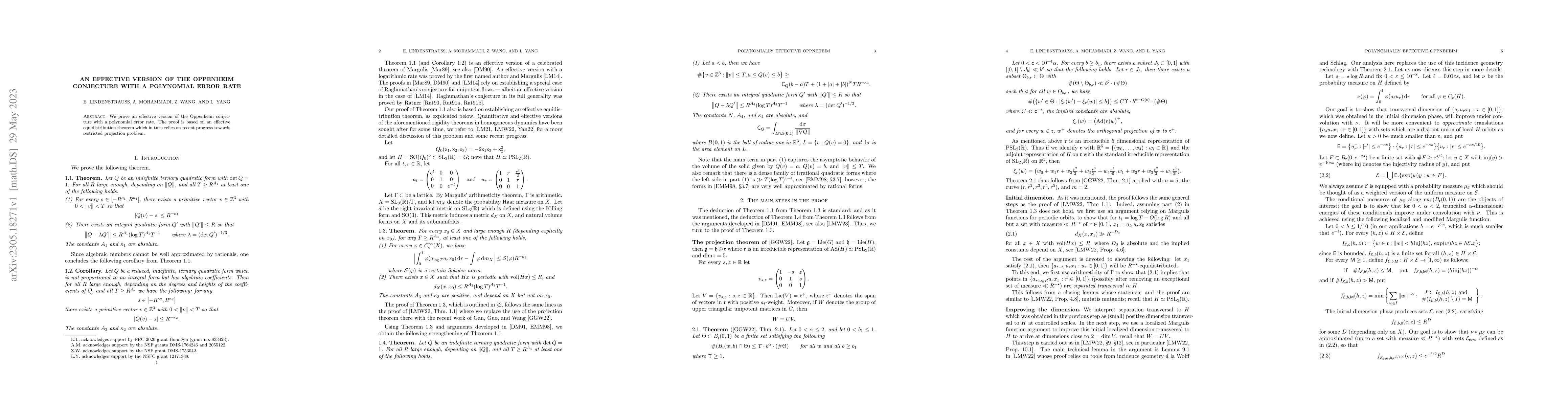 Thumbnail for An effective version of the Oppenheim conjecture with a polynomial error
  rate