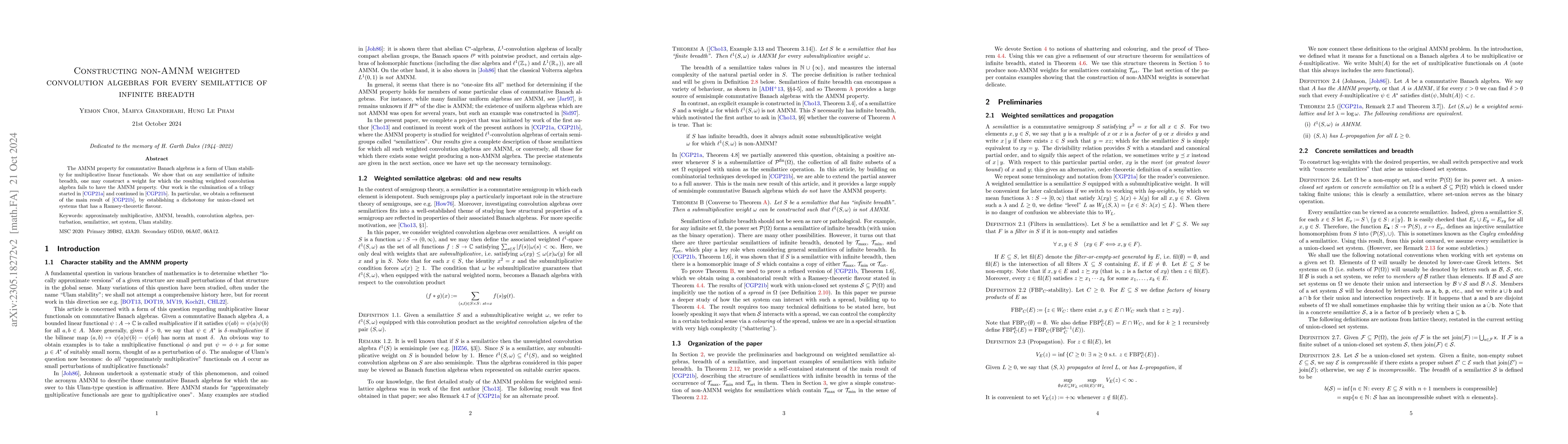 Thumbnail for Constructing non-AMNM weighted convolution algebras for every
  semilattice of infinite breadth