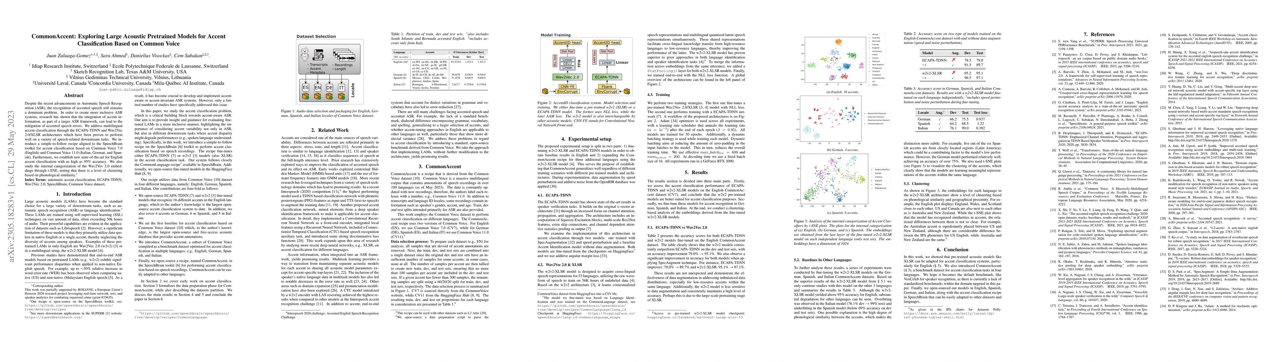 Thumbnail for CommonAccent: Exploring Large Acoustic Pretrained Models for Accent
  Classification Based on Common Voice