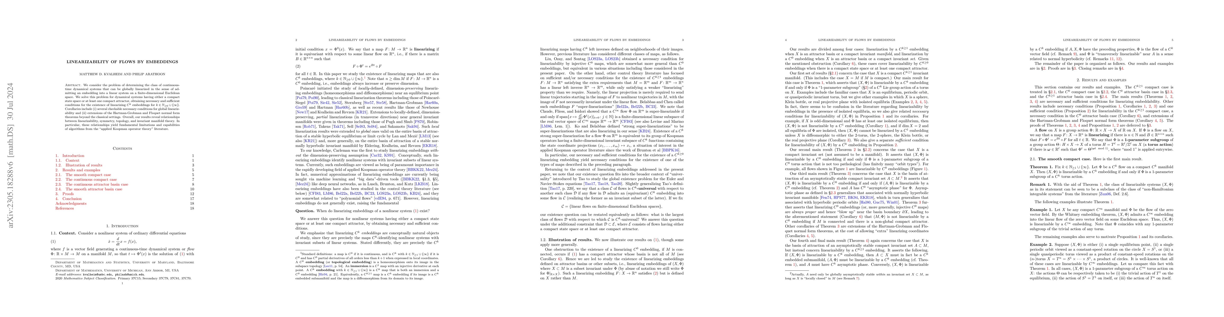 Thumbnail for Linearizability of flows by embeddings
