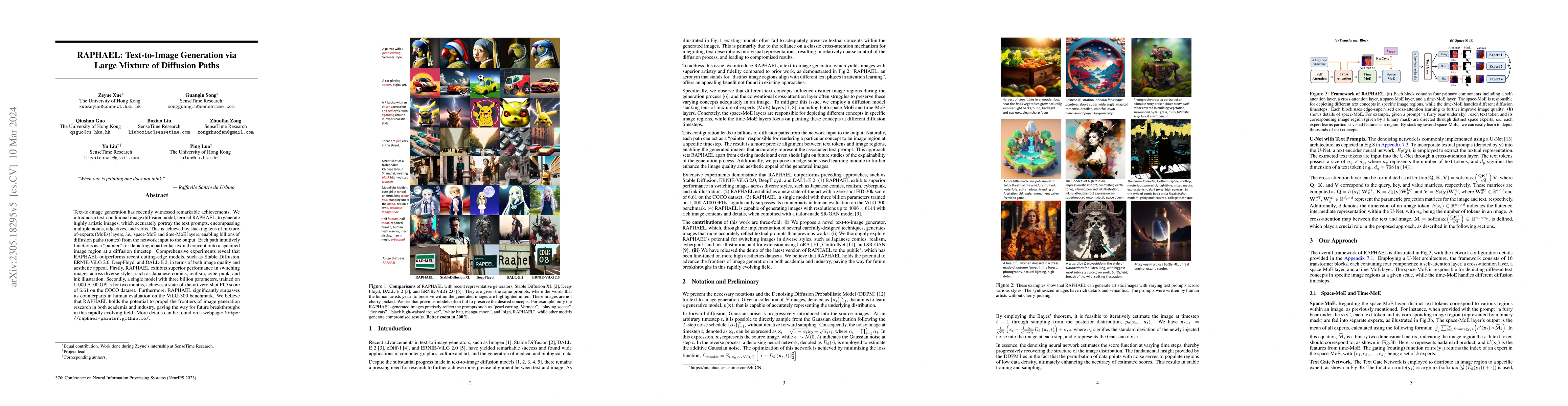 Thumbnail for RAPHAEL: Text-to-Image Generation via Large Mixture of Diffusion Paths