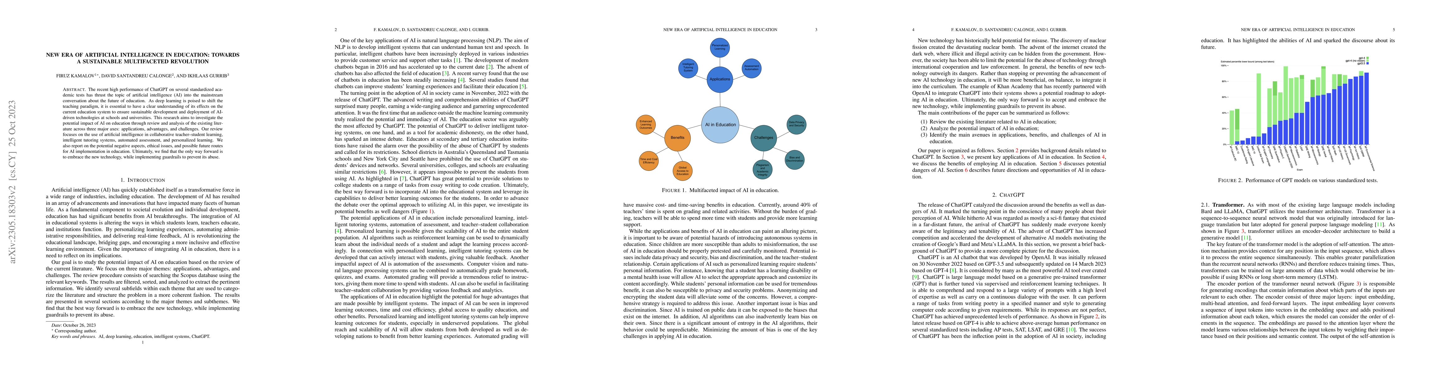 Thumbnail for New Era of Artificial Intelligence in Education: Towards a Sustainable
  Multifaceted Revolution