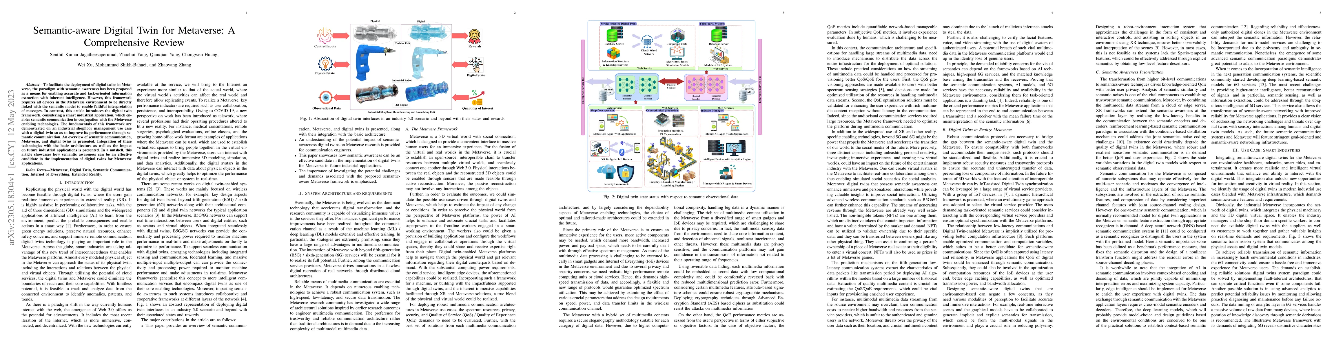 Thumbnail for Semantic-aware Digital Twin for Metaverse: A Comprehensive Review