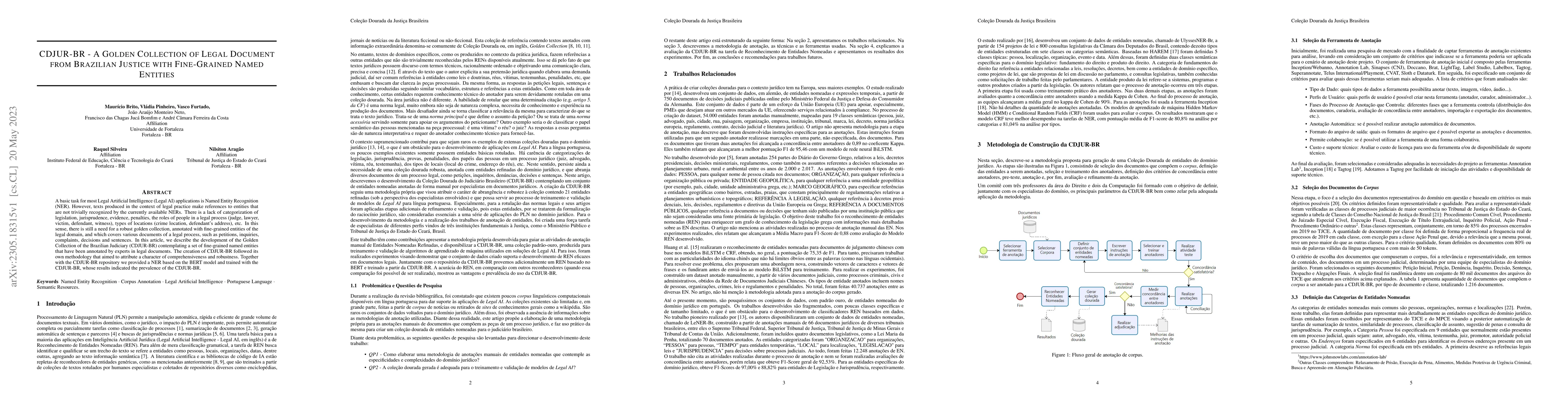 Thumbnail for CDJUR-BR -- A Golden Collection of Legal Document from Brazilian Justice
  with Fine-Grained Named Entities