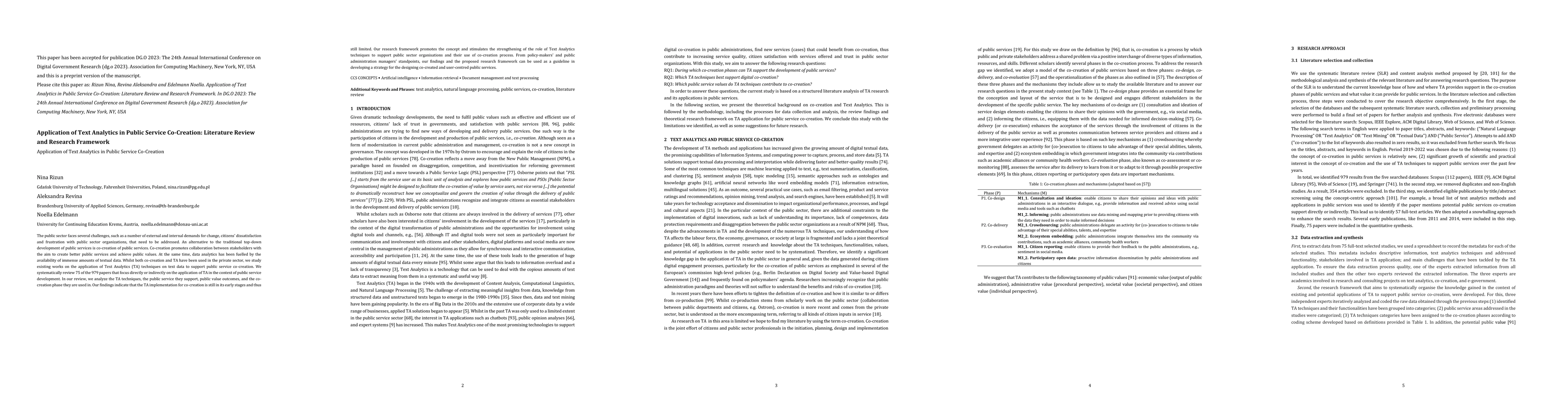 Thumbnail for Application of Text Analytics in Public Service Co-Creation: Literature
  Review and Research Framework