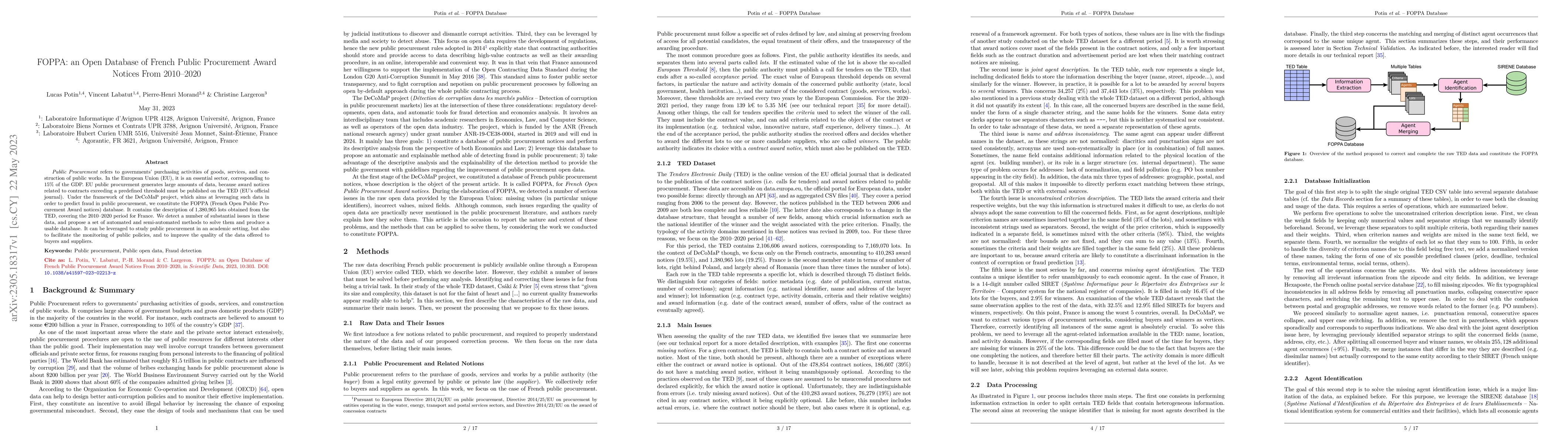 Thumbnail for FOPPA: An Open Database of French Public Procurement Award Notices From
  2010--2020