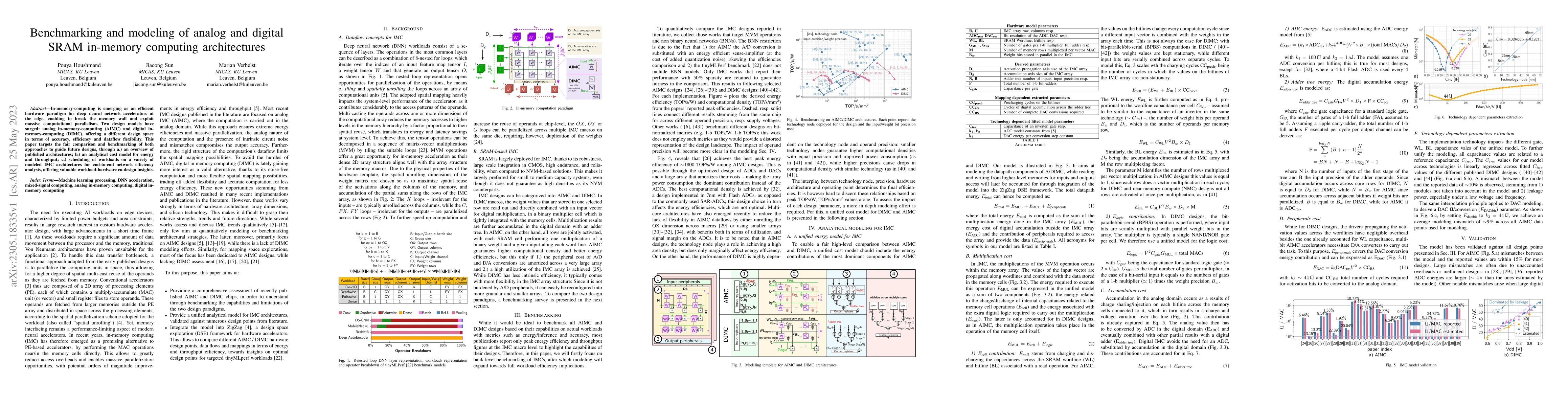 Thumbnail for Benchmarking and modeling of analog and digital SRAM in-memory computing
  architectures