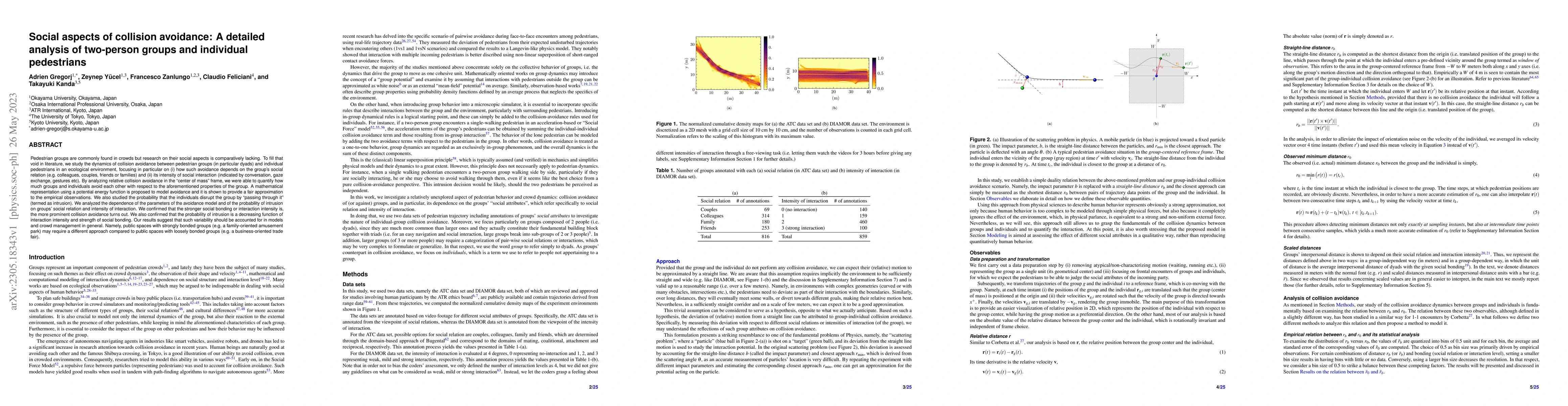 Thumbnail for Social aspects of collision avoidance: A detailed analysis of two-person
  groups and individual pedestrians