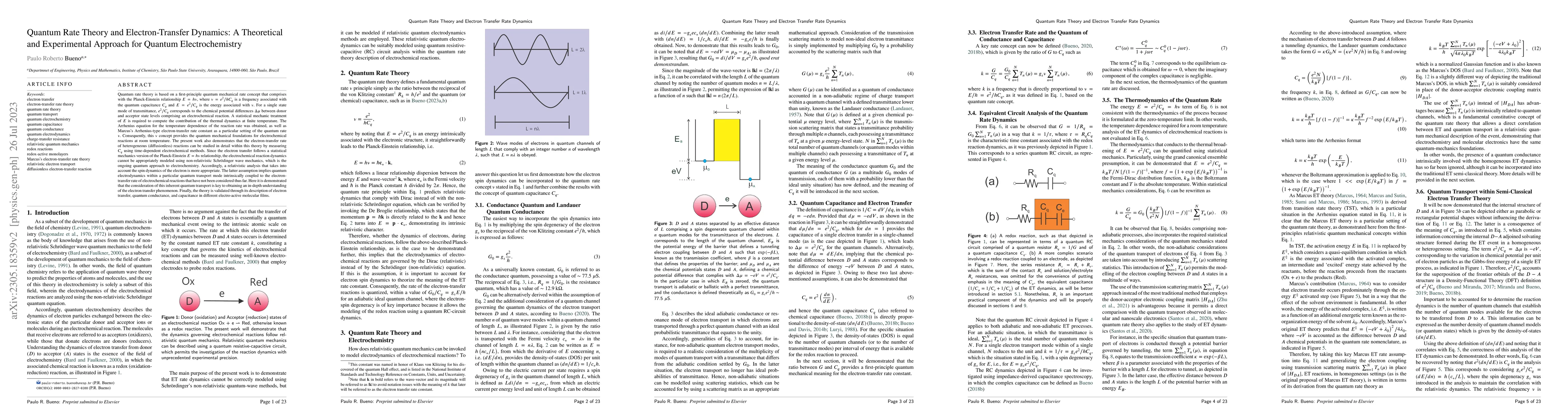 Thumbnail for Quantum Rate Theory and Electron-Transfer Dynamics: A Theoretical and
  Experimental Approach for Quantum Electrochemistry