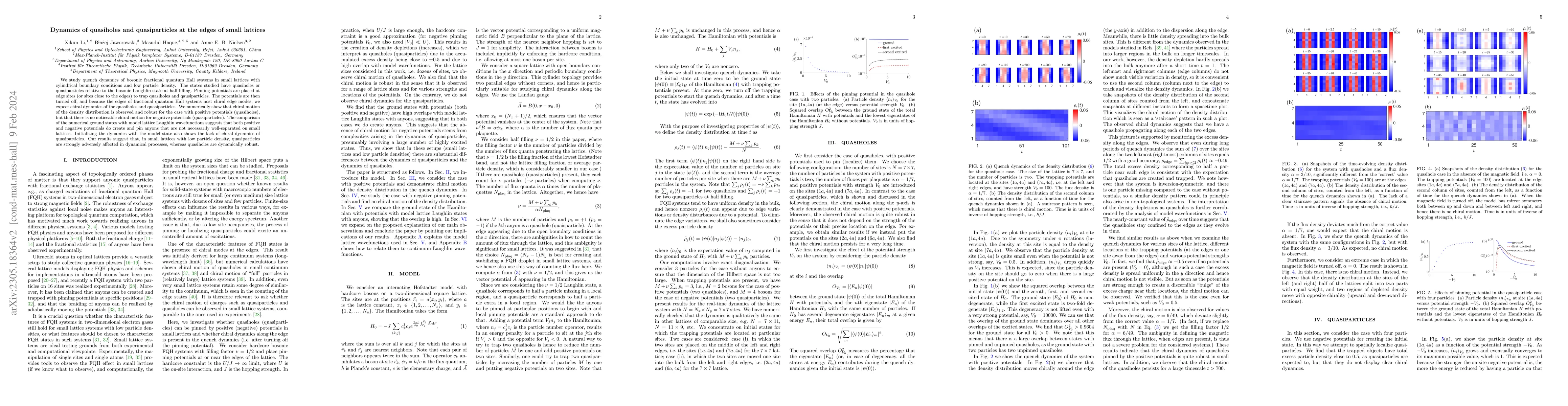 Thumbnail for Dynamics of quasiholes and quasiparticles at the edges of small lattices