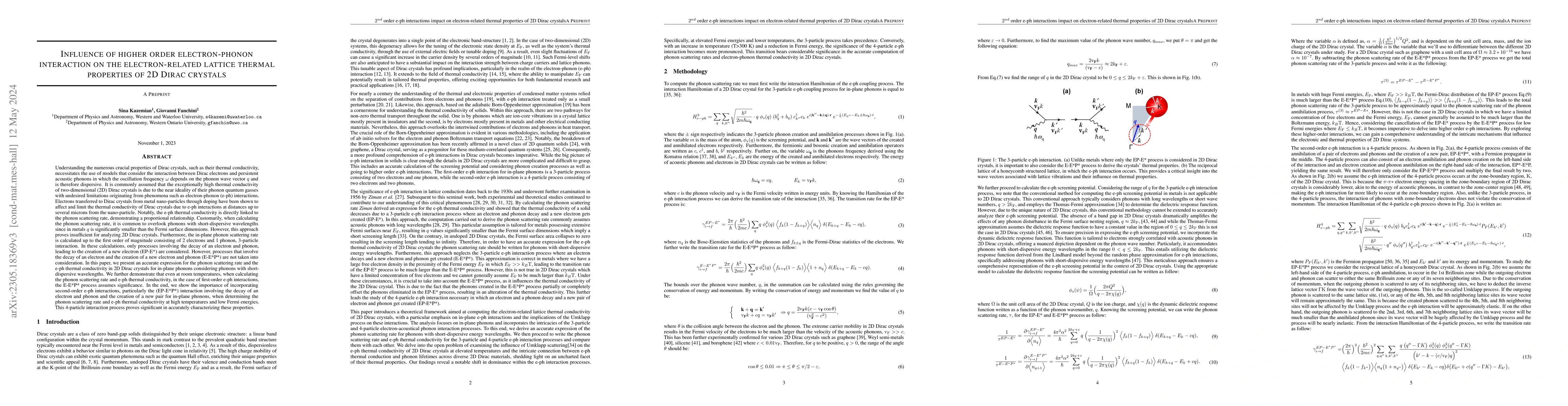 Thumbnail for Influence of higher order electron-phonon interaction on the
  electron-related lattice thermal properties of 2d Dirac crystal