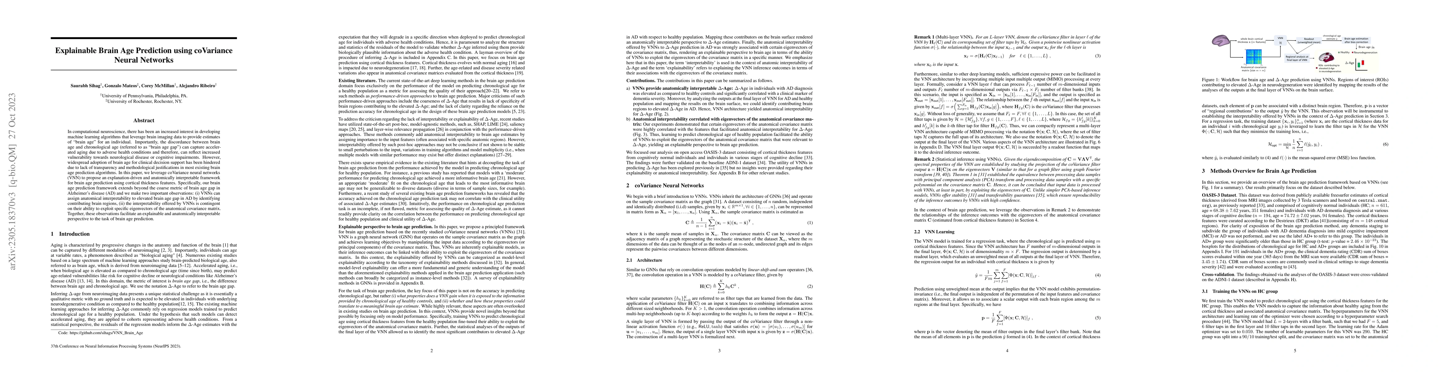 Thumbnail for Explainable Brain Age Prediction using coVariance Neural Networks