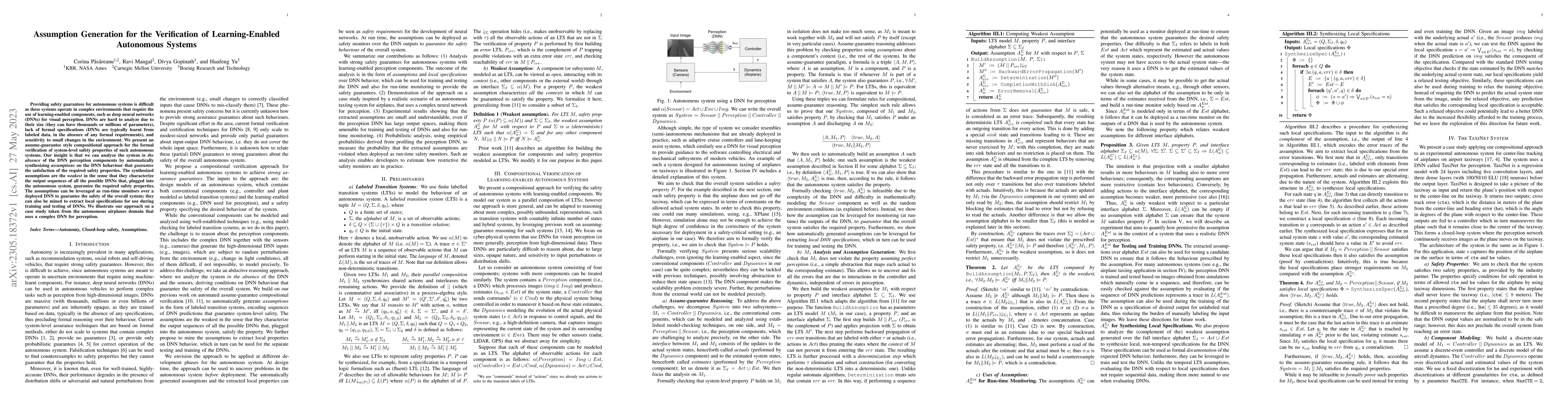 Thumbnail for Assumption Generation for the Verification of Learning-Enabled
  Autonomous Systems