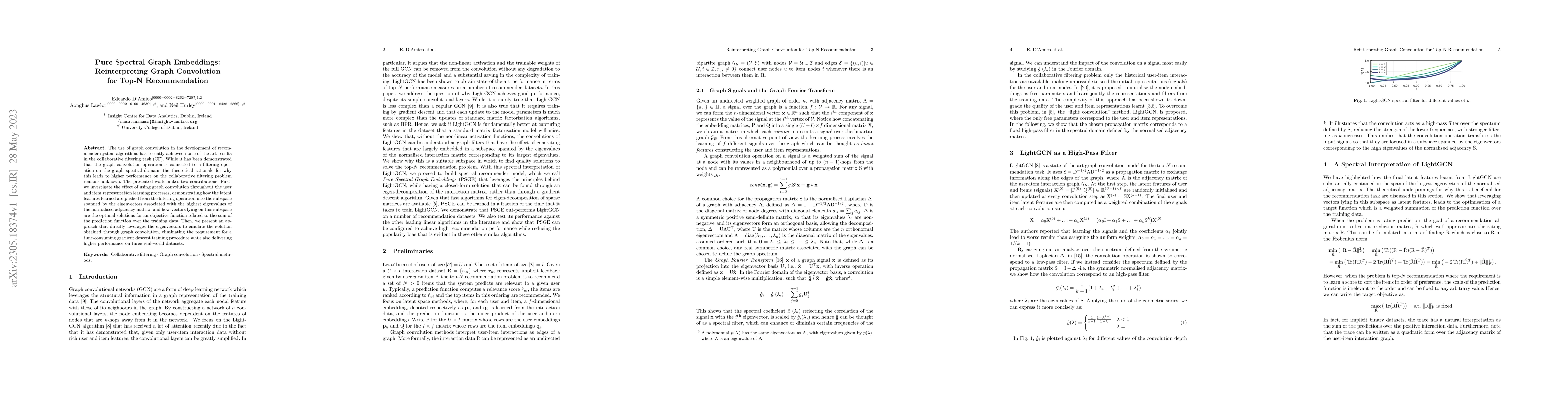 Thumbnail for Pure Spectral Graph Embeddings: Reinterpreting Graph Convolution for
  Top-N Recommendation