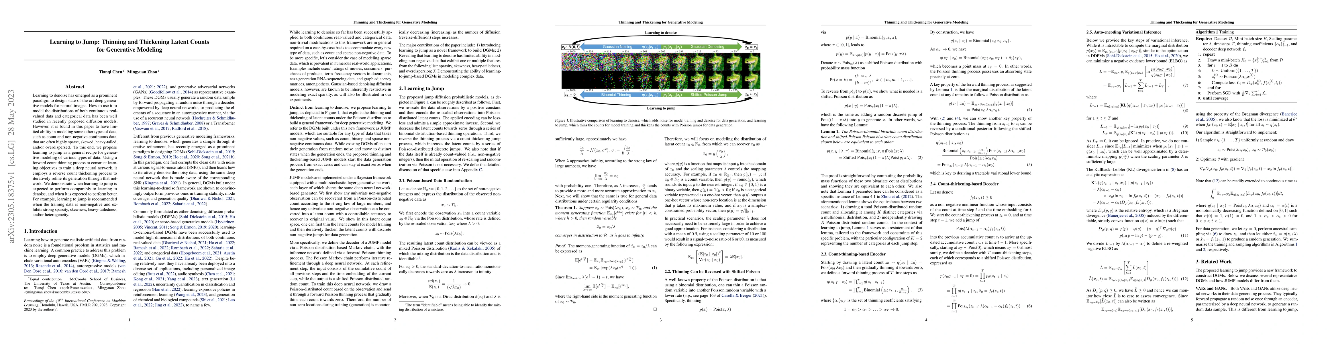 Thumbnail for Learning to Jump: Thinning and Thickening Latent Counts for Generative
  Modeling