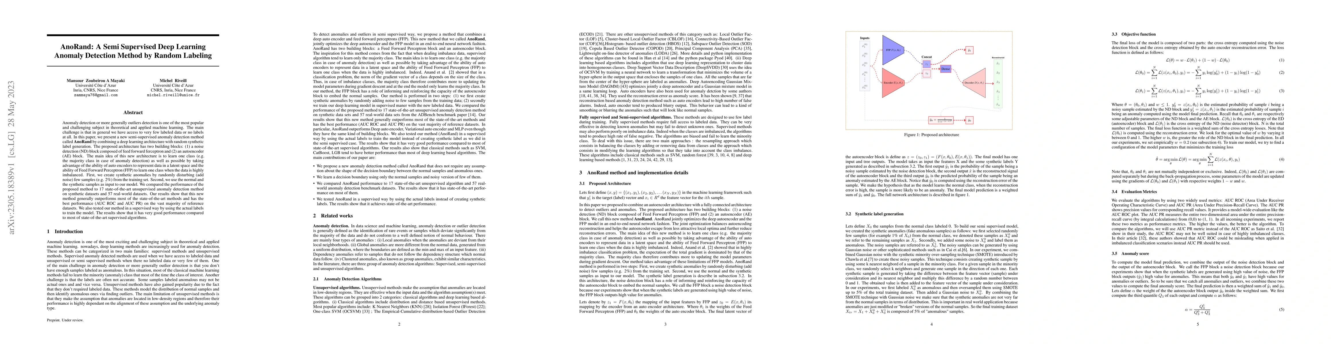 Thumbnail for AnoRand: A Semi Supervised Deep Learning Anomaly Detection Method by
  Random Labeling