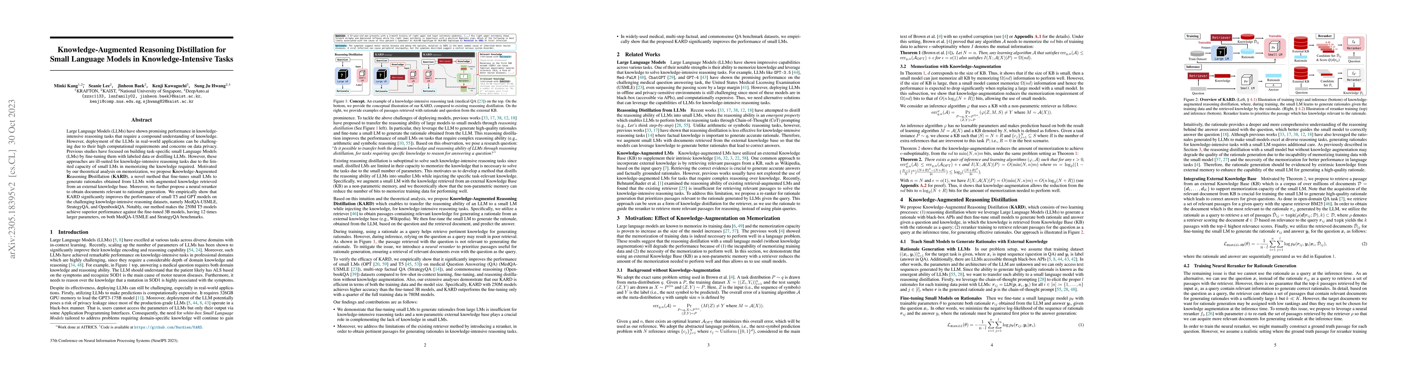 Thumbnail for Knowledge-Augmented Reasoning Distillation for Small Language Models in
  Knowledge-Intensive Tasks