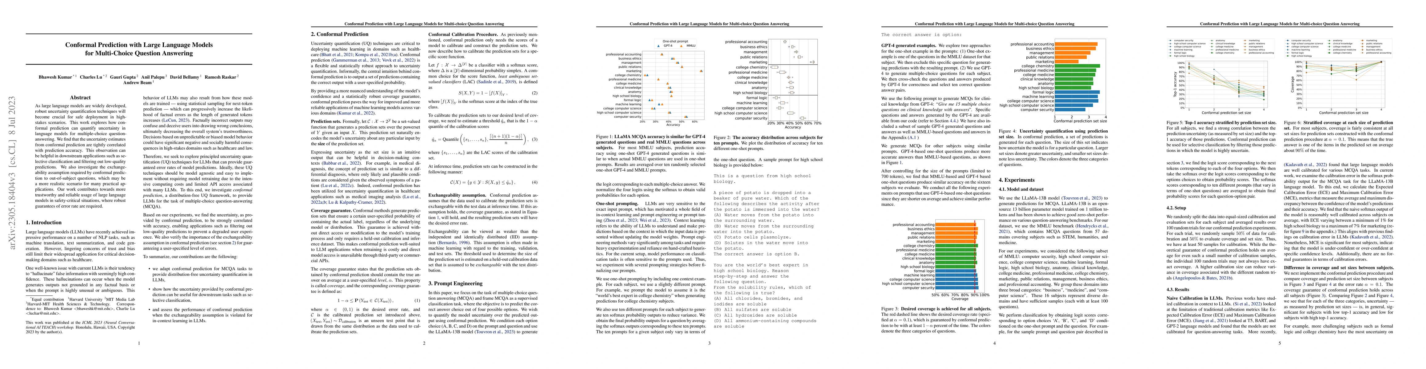 Thumbnail for Conformal Prediction with Large Language Models for Multi-Choice
  Question Answering