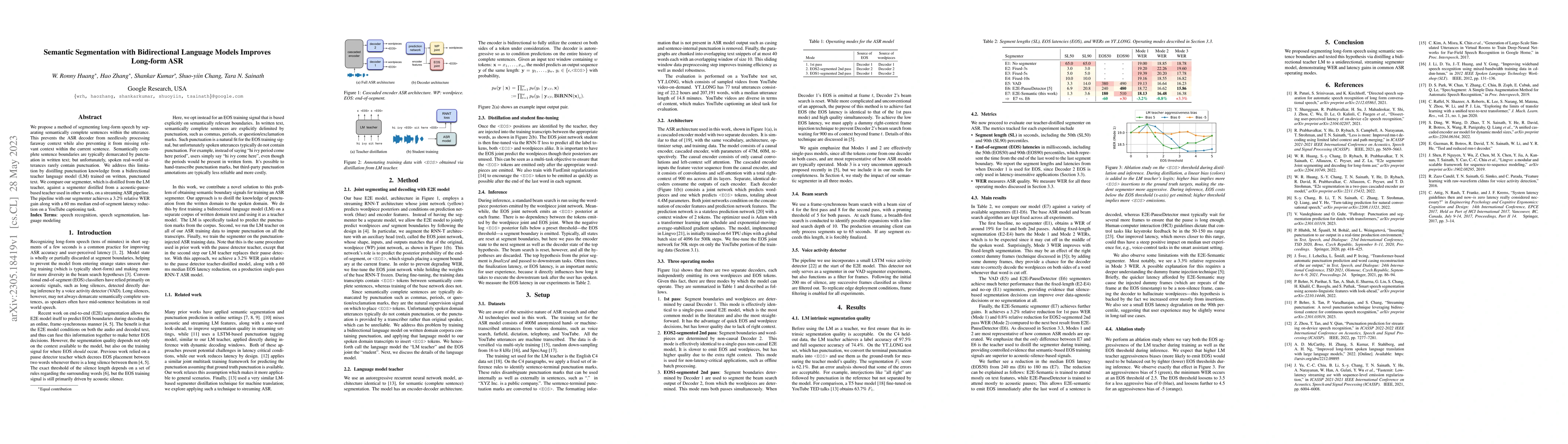 Thumbnail for Semantic Segmentation with Bidirectional Language Models Improves
  Long-form ASR