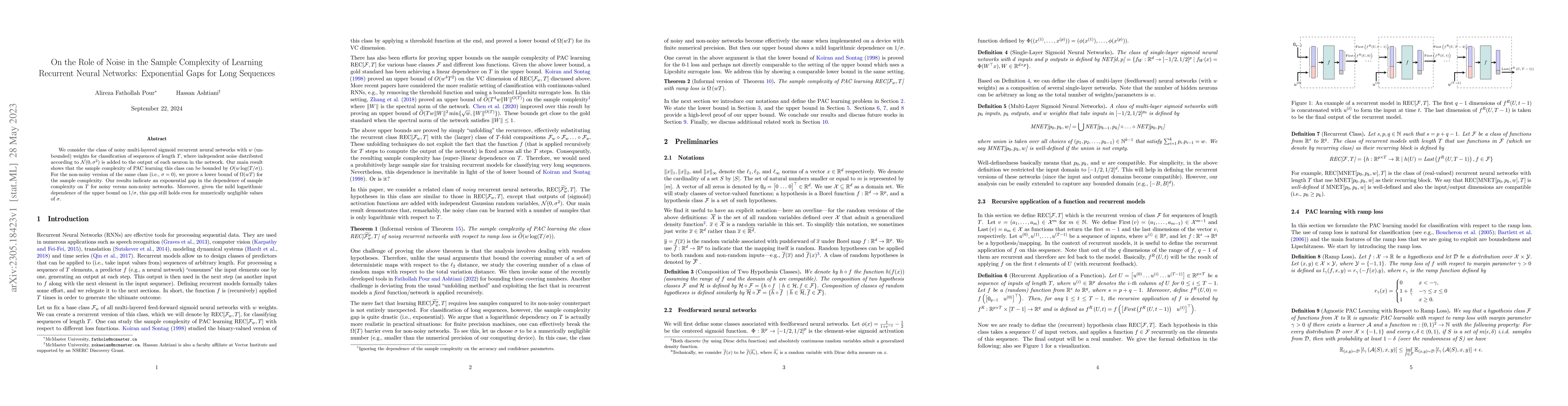 Thumbnail for On the Role of Noise in the Sample Complexity of Learning Recurrent
  Neural Networks: Exponential Gaps for Long Sequences