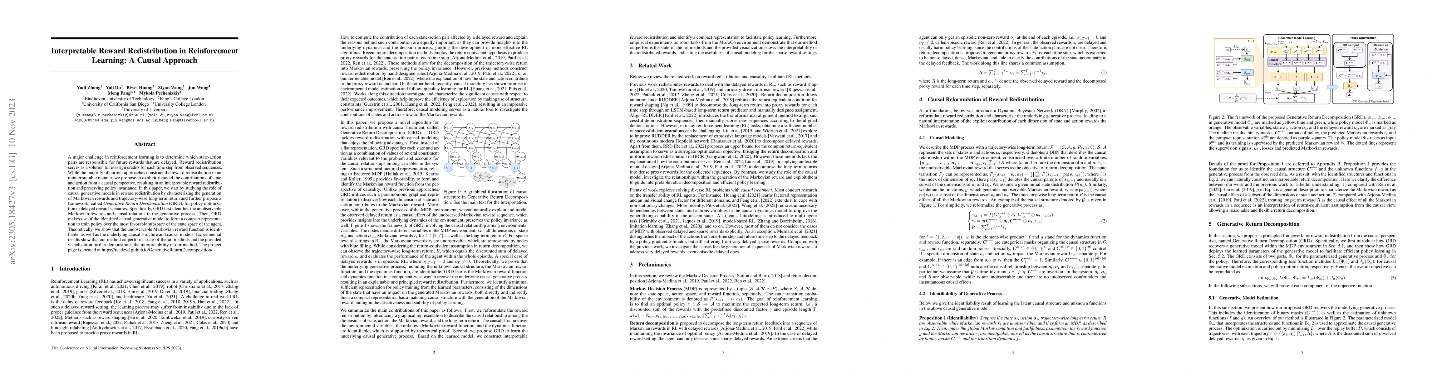 Thumbnail for Interpretable Reward Redistribution in Reinforcement Learning: A Causal
  Approach
