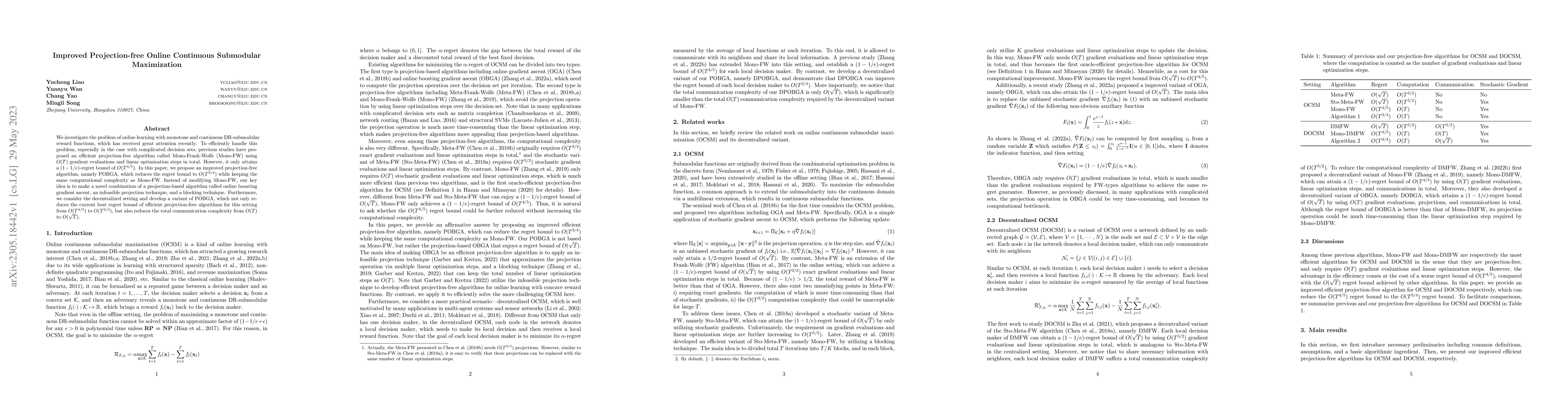 Thumbnail for Improved Projection-free Online Continuous Submodular Maximization