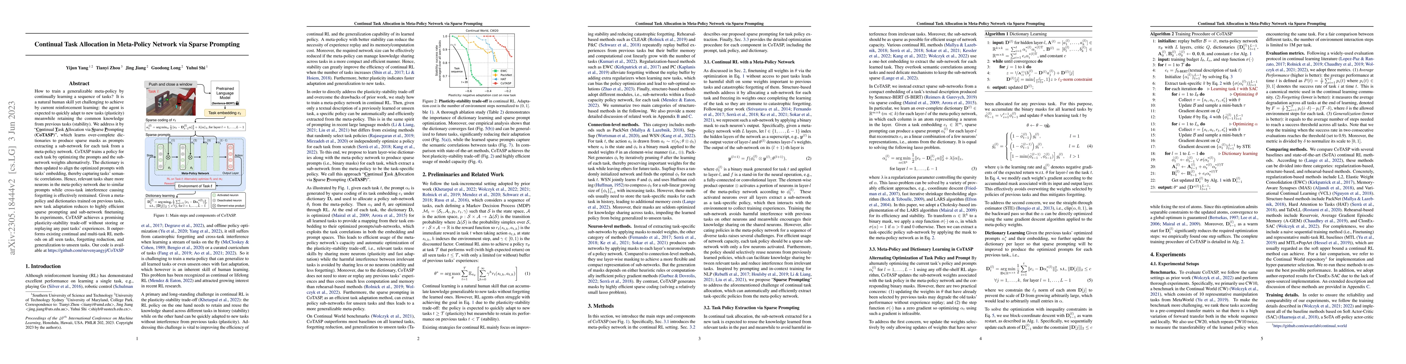 Thumbnail for Continual Task Allocation in Meta-Policy Network via Sparse Prompting