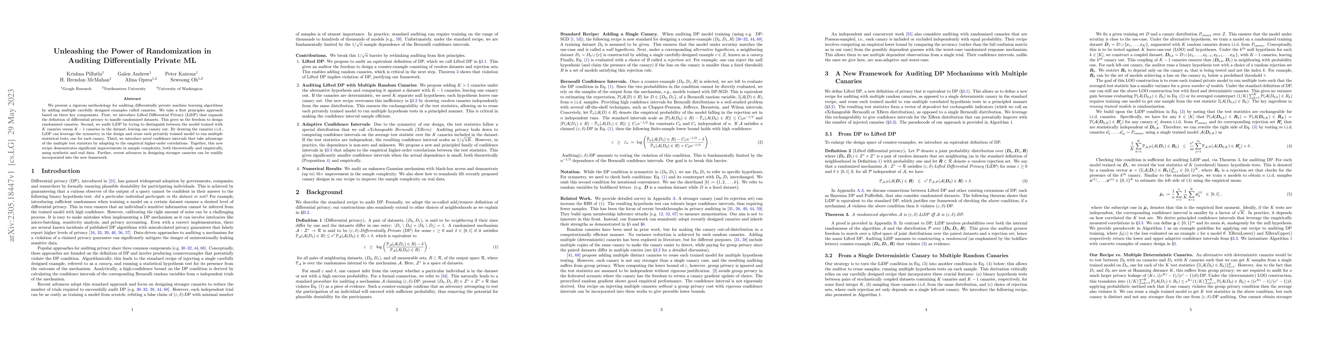Thumbnail for Unleashing the Power of Randomization in Auditing Differentially Private
  ML