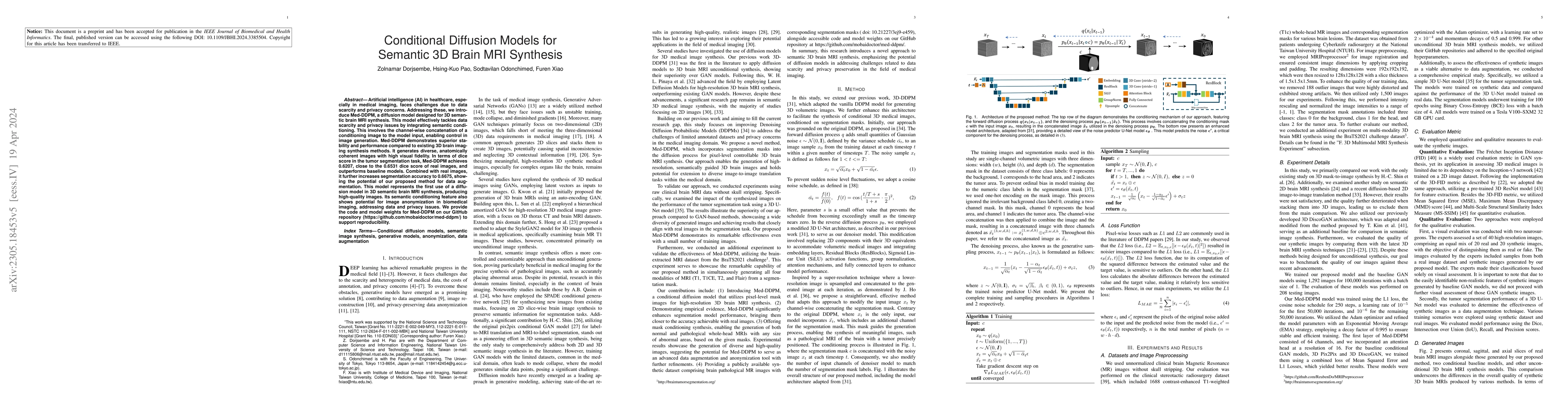 Thumbnail for Conditional Diffusion Models for Semantic 3D Brain MRI Synthesis