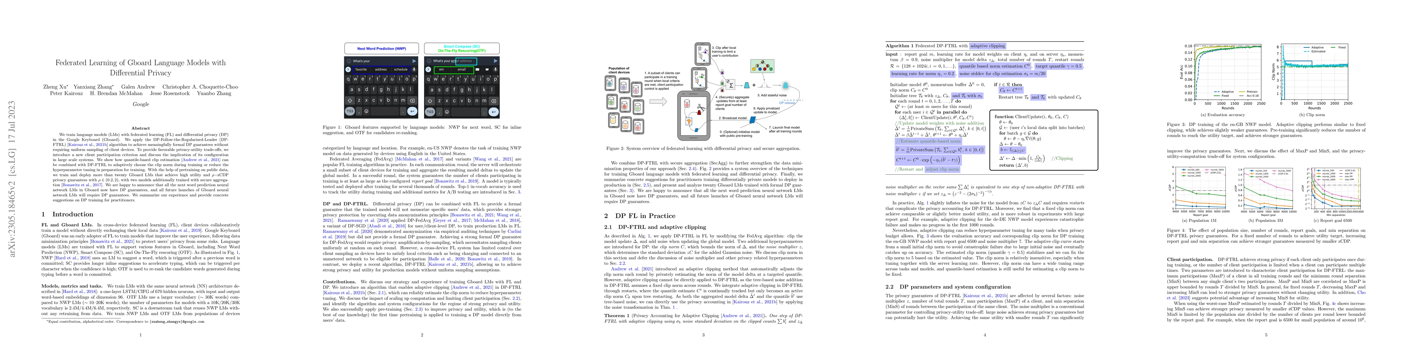 Thumbnail for Federated Learning of Gboard Language Models with Differential Privacy