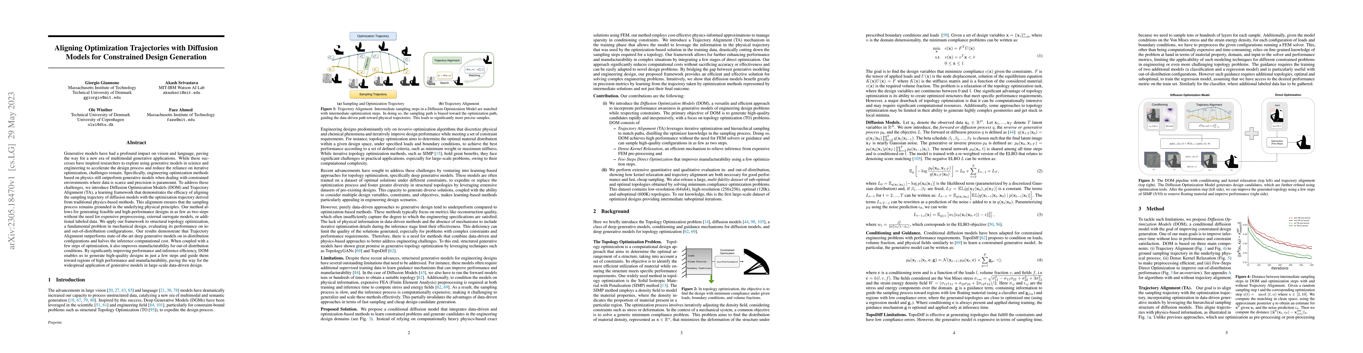 Thumbnail for Aligning Optimization Trajectories with Diffusion Models for Constrained
  Design Generation
